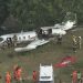 Aeronave cai no Aeroporto da Pampulha em BH. — Foto: Globocop/ TV Globo