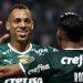 O jogador Breno Lopes, da SE Palmeiras, comemora seu gol contra a equipe do C Cerro Porteño, durante partida válida pelas oitavas de final, volta, da Copa Libertadores, na arena Allianz Parque. (Foto: Cesar Greco)