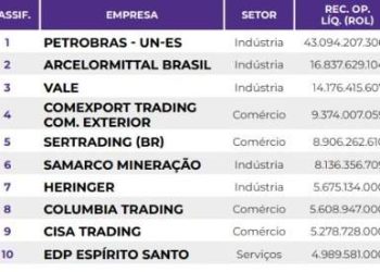 *Fonte: "Revista IEL 200 Maiores e Melhores Empresas do Espírito Santo"